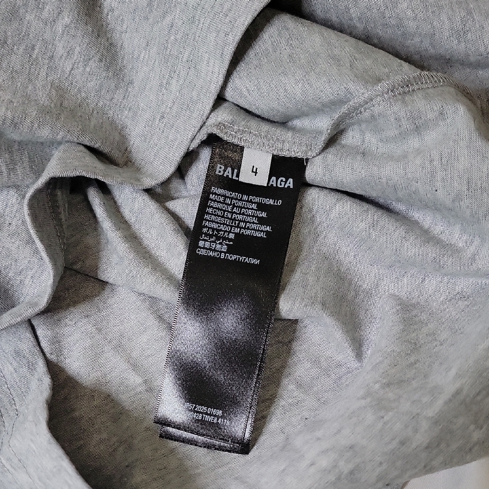 Balenciaga Light Gray Red Tape Graphic Tee - Picture 3 of 6